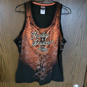 LIMITED EDITION Harley Davidson Black Sparkle Crystal Wings Tank Top Size XXL